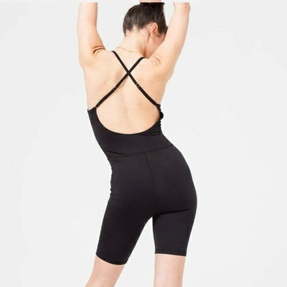 Terez TLC Short Bodysuit Romper in Jet Black Size Medium - Picture 1 of 6